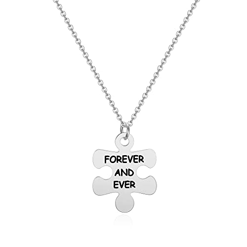 Zysta 2 piezas Collar Puzzle de acero inoxidable grabado The Love Between us Will be Forever And Ever" Regalo joyas para pareja o ella