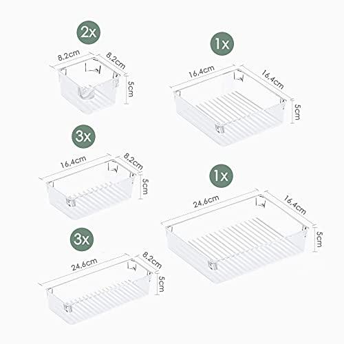 10 Pcs Cajas Organizadoras, Organizador maquillaje, Cajas Bandejas de Plástico Transparente Apilables Almacenamiento para Cajones, Adecuado para guardar Maquillaje, Joyería, Habitación, Oficina