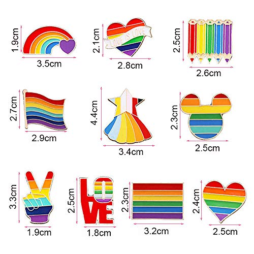 10 Piezas Bandera Insignias LGBT Broche, Solapa Regalo Broche de Metal, Broche de Orgullo Gay, para Suéteres, Bufandas, Pañuelos, Vestidos, Trajes, Bolsos, Mochilas