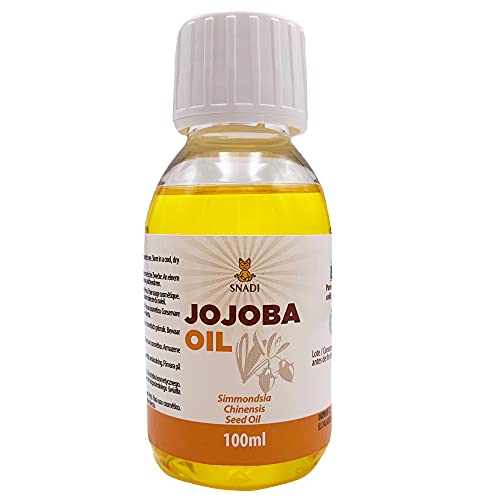 100 ml - Aceite de Jojoba BIO + Prensado en Frío. Aceite jojoba antioxidante, antienvejecimiento. Aceite corporal hidratante. Piel y aceite cabello grasos. Jojoba Oil Puro y Natural.