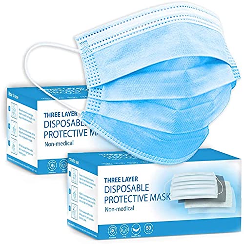 100 paquetes de mascarillas desechables | Mascarilla facial transpirable de 3 capas con fuertes lazos elásticos para las orejas | Vendedor del Reino Unido