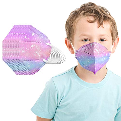 10/25/50/100 Unidades Unisex Niños Desechables Infantil de Filtro de Elásticos Bufanda Moda Universal 5 Capa Elástico Earloop Neckerchief Chal Bandanas Para 2-10 años-原文 Estrellas moradas (25 Piezas)