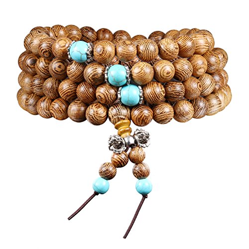 108 Beads Bracelet Tibetan Buddhist Buddha Meditation Natural Wood Mala Prayer Bead Necklace