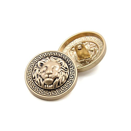 10PCS de Botones de Ropa - Botón de Costura de Lion Head de Moda Botón de Metal de Forma Redonda Fijado para Hombres Blazer, Capa, Uniforme, Camisa, Traje y Chaqueta de Mujer (Oro, 25mm)