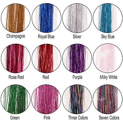 12 colores 38 pulgadas pelo oropel hada pelo brillante brillante oropel pelo brillante brillante brillo brillo brillo brillante para mujeres niñas extensiones de cabello