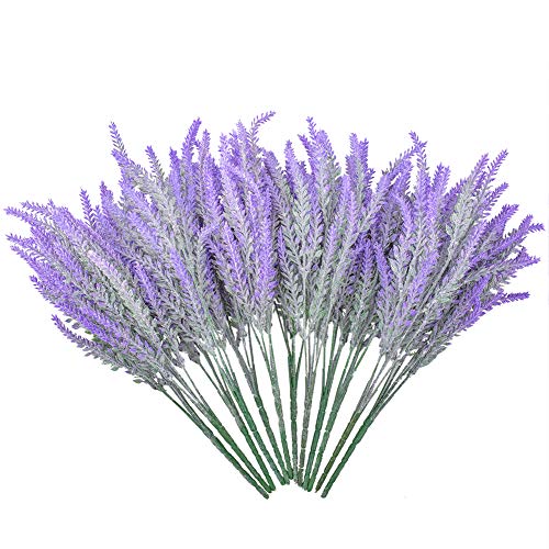 12 Piezas de Flores de Lavanda flocadas Artificiales Planta de Lavanda Falsa para Boda decoración del hogar Mesa de Oficina jardín decoración