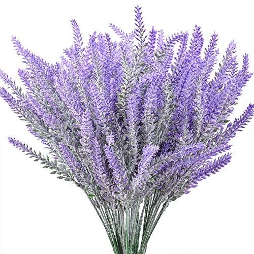 12 Piezas de Flores de Lavanda flocadas Artificiales Planta de Lavanda Falsa para Boda decoración del hogar Mesa de Oficina jardín decoración