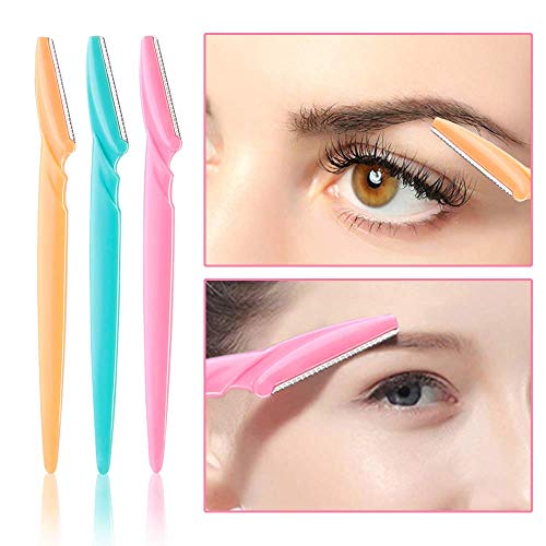 【12 Piezas】Eyebrow Razor, Maquinillas de cejas, Cuchillas Afeitar de Cejas Rasuradora de Pelo Facial para Mujer Depilatorio portátil facial con cubierta de precisión para mujer y hombre