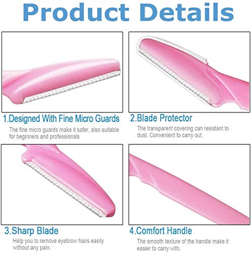 【12 Piezas】Eyebrow Razor, Maquinillas de cejas, Cuchillas Afeitar de Cejas Rasuradora de Pelo Facial para Mujer Depilatorio portátil facial con cubierta de precisión para mujer y hombre