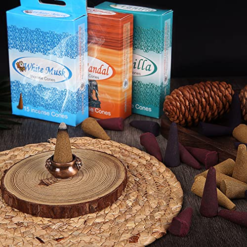 120PCS Cono Natural Natural Incienso Conos con 8 Aromas Naturales Sándalo Vainilla, Lavanda, Rosa, Loto, Fresa,almizcle, pachulí para Desodorizar en Baño y Habitación