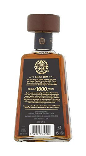 1800 - Tequila 1800 Añejo 700ml, 38º - Tequila Añejo Premium 100% Agave Azul – Auténtico tequila tradicional