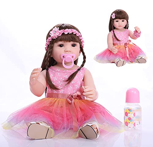 22 Pulgadas 55 cm Muñeca Reborn Realista Suave Cuerpo Completo Silicona Bebés Reborn Niñas Niño Recién Nacido Muñeca Juguetes Regalo para Niños