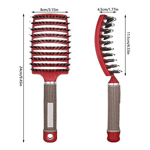 3 Piezas cepillo de pelo, cepillo para el pelo con cerdas de jabalí, cepillo de peinado curvo, puede difundir el aceite del cabello, suavizar el frizz, ventilar y acelerar el secado