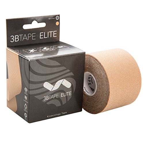 3B TAPE ELITE (5m x 5cm) - Cinta de Kinesiología, Cinta de Soporte Elástico para Músculos y Articulaciones dedicada al Deporte, Ejercicio, Recuperación de Lesiones y Dolor Muscular - Beige