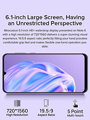 3G Teléfono Móvil Libres, Ulefone Note 6, 8.5mm Ultradelgado Dual SIM Smartphone, Pantalla HD+ 6.1'', Ranura para 3 Tarjetas, Android 11 Go,1GB+32GB,Cámara 2MP + 5MP, Desbloqueo Facial GPS Negro