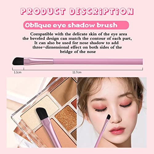 5 Pcs Brochas de Maquillaje Ojos, Pinceles Maquillaje PortáTiles Pincel Eyeliner Para Delineador De Ojos, Cejas, Corrector De Sombra De Ojos, Labios, Set De Brochas De Maquillaje De Fibra (Rosa)