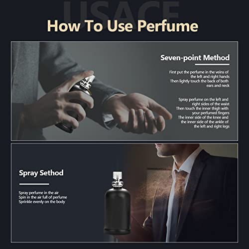 50 ml Eau de Toilette, Agua de tocador Perfume de Colonia Clásico para Hombre, Perfume Sexy de Tentaciones de Caballero Maduro de larga duración(negro)