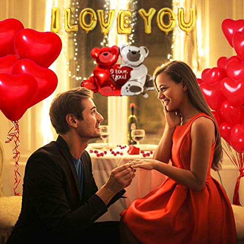 50 Piezas Amor Globos de corazón rojo Corazón Globos para el día de San Valentín Aniversario de bodas Compromiso Cumpleaños Jardín Graduación Fiesta de graduación decoración romántica