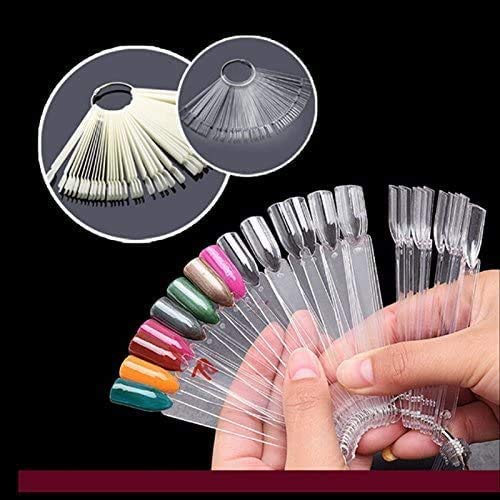 50 piezas de arte de uñas Tips de color Sticks Pop pantalla ventilador práctica arranque anillo claro DIY