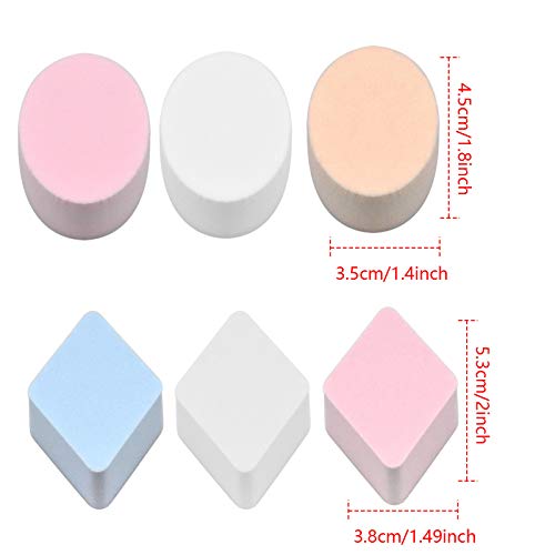 6Pcs Esponja Maquillaje Beauty Makeup Sponge Blender Suave Sin Látex Facial Makeup Esponjas Wet n Wild Esponja del Soplo de Polvo Applicator con Caja para el Corrector de Base de Crema Facial