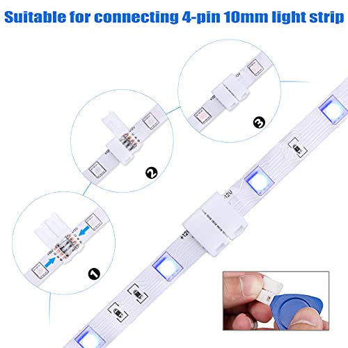 77 Pcs Kit de Conector de Tira de LED 4 Pines RGB 5050, Kits de Conectores de Tiras LED sin Soldadura con Conector Clips de 4 Pines LED, Conector de PCB Forma de L T y X,Contiene 4 Pin Conector