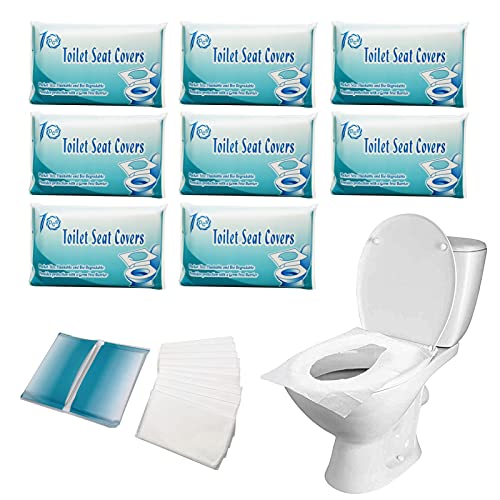 80PCS Protector WC Desechable, Asiento Inodoro Desechables, Funda Desechable Inodoro, Protector Water Desechables Papel Cubre Inodoro, Cubiertas para Asiento del Inodoro para Viaje para adultos/niños