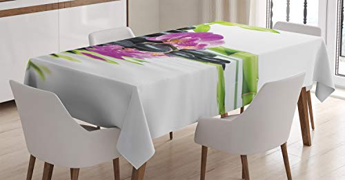 ABAKUHAUS SPA Mantele, Orquídea púrpura bambúes, Estampado con la Última Tecnología Lavable Colores Firmes, 140 x 170 cm, Negro púrpura