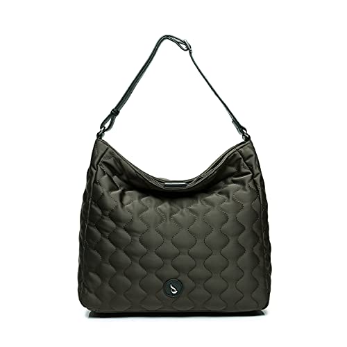 Abbacino bolso hobo de mujer de nylon y piel en marrón