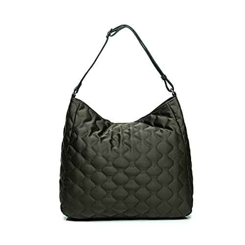 Abbacino bolso hobo de mujer de nylon y piel en marrón