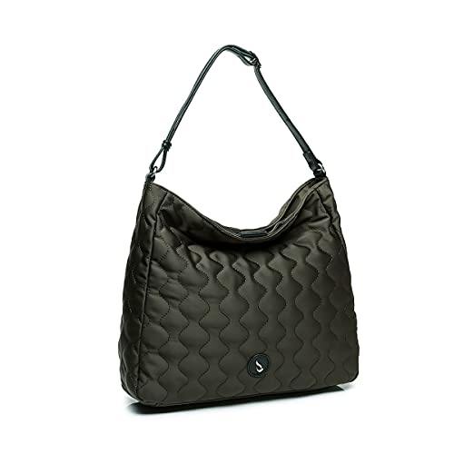 Abbacino bolso hobo de mujer de nylon y piel en marrón