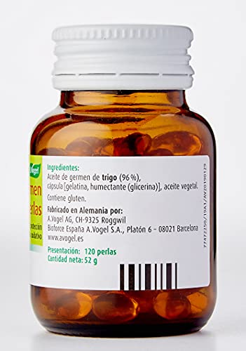 Aceite de germen de trigo | Aceite puro 100% sin refinar en perlas. Alto contenido en vitamina E - Antioxidante | 120 Perlas | A.Vogel