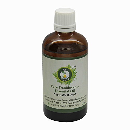 Aceite esencial incienso | Boswellia carterii | Para cuerpo | Para terapia piel | 100% natural puro | Vapor destiló | Grado Terapéutico | Frankincense Essential Oil | 100ml | 3.38oz By R V Essential