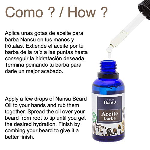 Aceite para el cuidado de la barba/Bigote del hombre - Acondicionador Suavizante - producto prograso ecológico con aroma cítrico