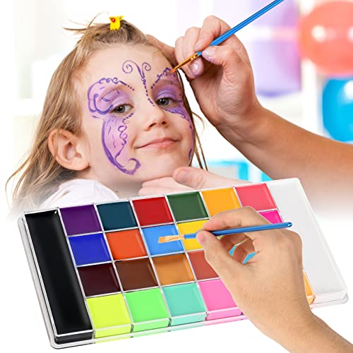 ACWOO Pintura Corporal y Facial, Juego de Pintura Facial de 26 Colores para El Cuerpo, Seguridad No Tóxica Pintura de Cara para Niños, Set de Maquillaje de Fiesta Halloween Cosplay