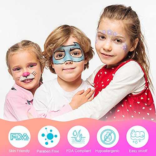 ACWOO Pintura Corporal y Facial, Juego de Pintura Facial de 26 Colores para El Cuerpo, Seguridad No Tóxica Pintura de Cara para Niños, Set de Maquillaje de Fiesta Halloween Cosplay