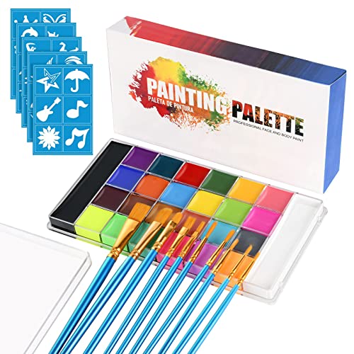 ACWOO Pintura Corporal y Facial, Juego de Pintura Facial de 26 Colores para El Cuerpo, Seguridad No Tóxica Pintura de Cara para Niños, Set de Maquillaje de Fiesta Halloween Cosplay