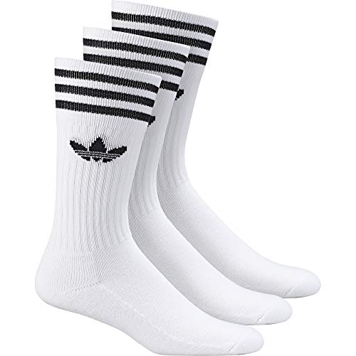 adidas Solid Crew, Calcetines Unisex Adulto, blanco/negro, 27-30, paquete de 3