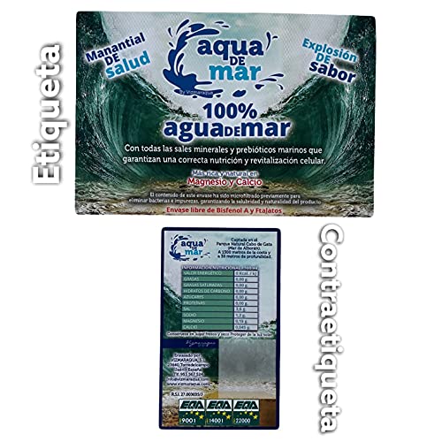 Agua de Mar hipertónica 5 litros - Envase de Plástico Libre de Bisfenol A y Ftalatos - Aqua de Mar - Múltiples beneficios - Captada en el Parque Natural Cabo de Gata (Almería) (5 Litros)