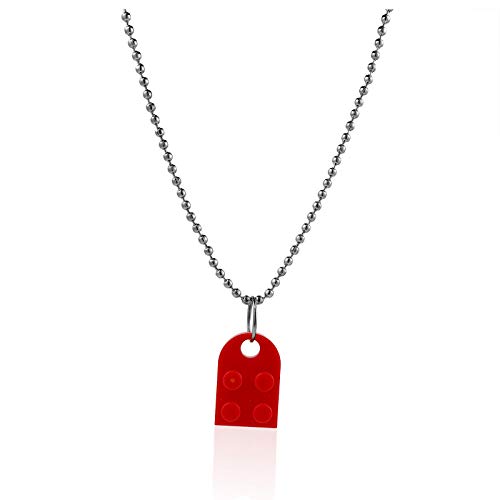 AILIU 2 Piezas Lindo Amor corazón Colgante de ladrillo Collar para Parejas Amistad Mujeres Hombres niña niño Elementos Lego Regalo de la joyería del Día de San Valentín