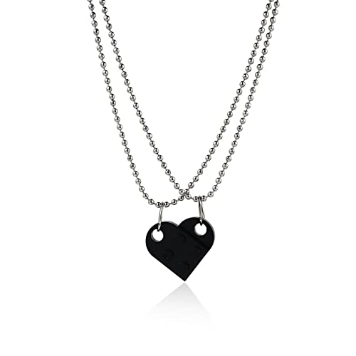 AILIU 2 Piezas Lindo Amor corazón Colgante de ladrillo Collar para Parejas Amistad Mujeres Hombres niña niño Elementos Lego Regalo de la joyería del Día de San Valentín