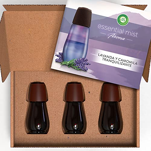 Air Wick Essential Mist Recambios de Ambientador Difusor de Aceites Esenciales para Casa con Aroma a Lavanda y Camomila, Pack de 3 Recambios