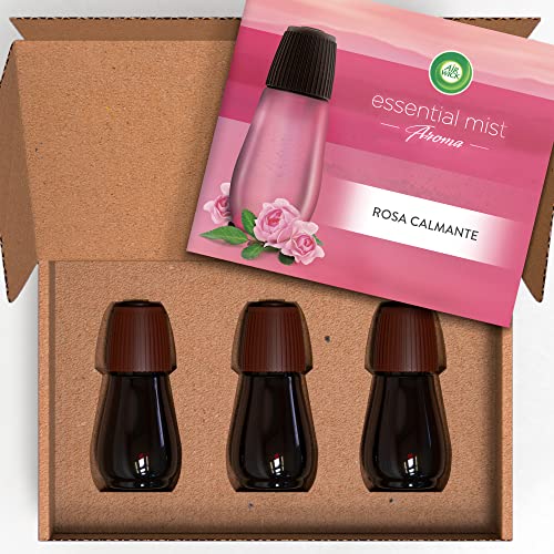 Air Wick Essential Mist - recambios de ambientador difusor de aceites esenciales para casa con aroma a Rosa - pack de 3 recambios