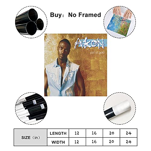 Akon Poster 7 - Póster de lona para dormitorio, decoración deportiva, paisaje, oficina, habitación, decoración, regalo, 40 x 40 cm