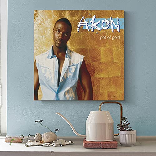 Akon Poster 7 - Póster de lona para dormitorio, decoración deportiva, paisaje, oficina, habitación, decoración, regalo, 40 x 40 cm