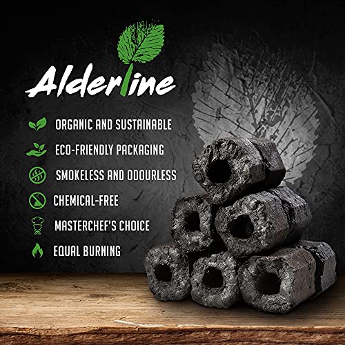 Alderline Superburn Charcoal – Briquetas de carbón natural para barbacoa extra largas (1 bolsa)