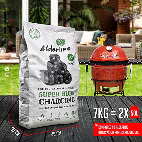 Alderline Superburn Charcoal – Briquetas de carbón natural para barbacoa extra largas (1 bolsa)