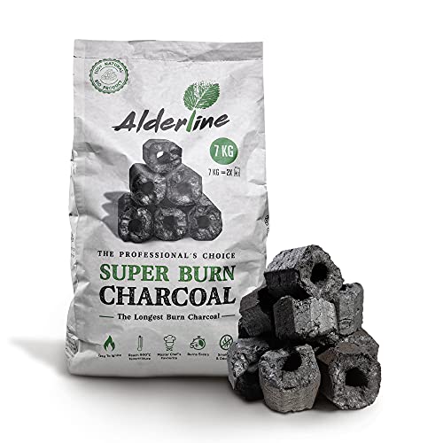 Alderline Superburn Charcoal – Briquetas de carbón natural para barbacoa extra largas (1 bolsa)