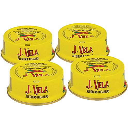 Alegrías Riojanas Pimientos Picantes Asados con Leña - Producto Artesano - Disfruta del Autentico sabor Picante de este Exquisito Pimiento (Lote 4 Latas)