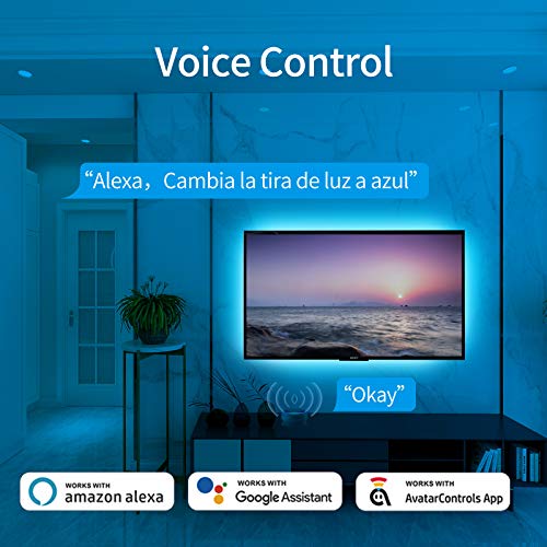 Alexa USB Tiras LED TV 3M, Luces de LED RGB inteligente Sync con Música, con Control App, 16 Millones Colores y 8 Modos Compatible con Alexa y Google Home, 5V 1A-1.5A para 40-60in HDTV/PC