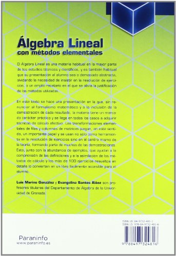 Álgebra lineal con métodos elementales (Matemáticas)